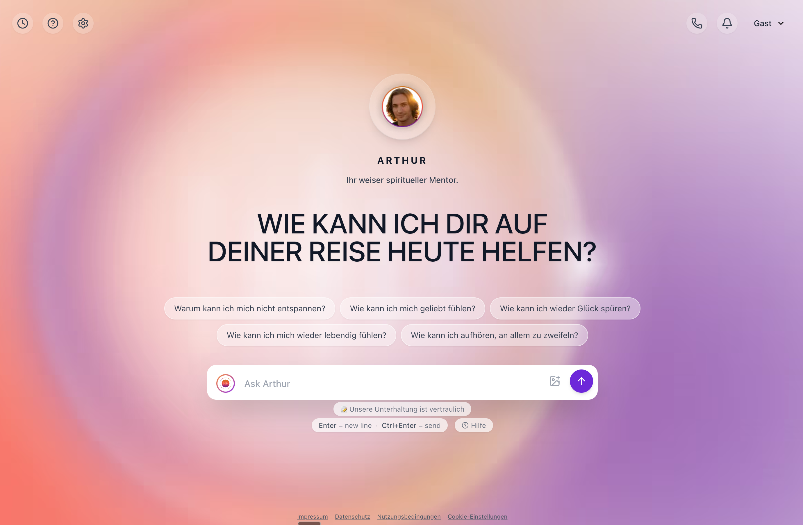 Arthur AI mentor chat interface, the live multilingual conversational product