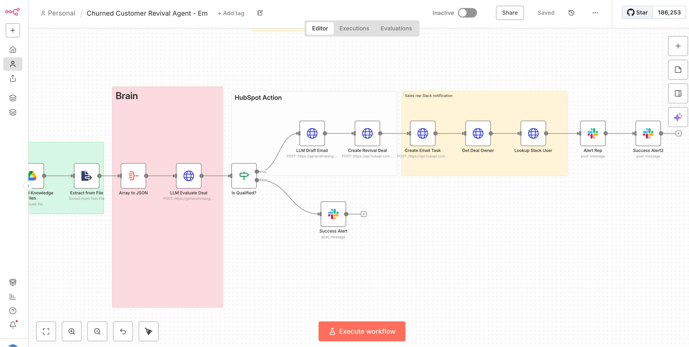 Win-back email drafting and HubSpot deal creation